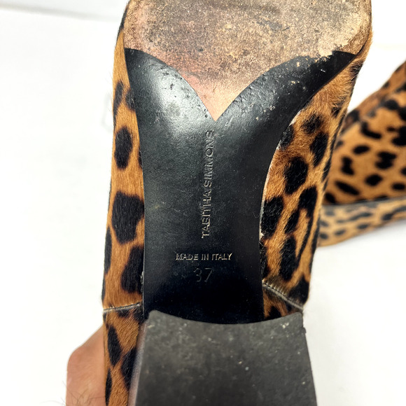 Tabitha Simmons Chelsea Boots Womens 7 Shadow Leopard Print Calf Hair Brown - Picture 10 of 16